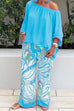 Camilladress Crewneck Long Sleeve T-shirt and Wide Leg Printed Pants Set