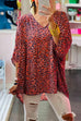 Camilladress V Neck Batwing Sleeve Leopard T-shirt