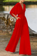 Camilladress Deep V Neck High Waist Wide Leg Jumpsuit