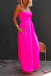 Camilladress Strapless Smocked Pocketed Wide Leg Jumpsuit