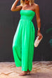 Camilladress Strapless Smocked Pocketed Wide Leg Jumpsuit