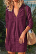 Camilladress V Neck Long Sleeve Cotton Linen Dress