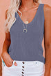 Camilladress V Neck Solid Knitting Tank Top