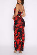 Moxidress U Neck Hibiscus Print Bodycon Maxi Cami Dress