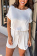 Short Sleeve Tie Waist Solid Summer Romper