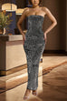 Camilladress Strapless Back Slit Rhinestone Bodycon Maxi Party Dress