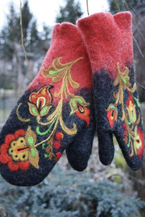 Camilladress Christmas Gift Flower Embroidery Mittens