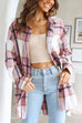 Camilladress Curve Hem Color Block Plaid Shacket Jacket