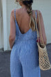 Camilladress V Neck Backless Wide Leg Striped Cami Jumpsuit