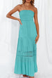 Camilladress Strapless Tube Hollow Out Lace Splice Tiered Maxi Dress