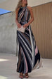 Camilladress Sleeveless Tie Waist Color Block Striped Maxi Dress