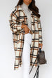 Camilladress Lapel Button Down Midi Plaid Outwear with Pockets