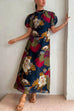 Camilladress Puff Sleeve Cut Out Waist Floral Maxi Swing Dress