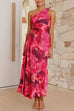 Camilladress One Shoulder Asymmetrical Pleated Floral Maxi Dress