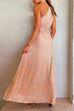 One Shoulder Drawstring Cut out High Slit Sequin Maxi Dress