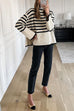 Camilladress Striped Tuetleneck Side Split Pullover Sweater