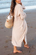 Camilladress Open Front Pockets Ribbed Knit Long Slweater Cargigan