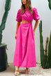 Camilladress Puff Sleeve Cut Out Waist Maxi Vacation Dress