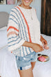 Camilladress Striped Color Block 3/4 Sleeve Pullover Sweater