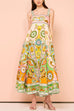 Camilladress Bow Back High Waist Unique Print Swing Maxi Cami Dress