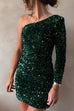 One Shoulder Sequin Bodycon Mini Party Dress