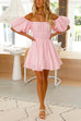 Camilladress Off Shoulder Puff Sleeves Waisted Mini Swing Dress