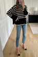 Camilladress Striped Tuetleneck Side Split Pullover Sweater