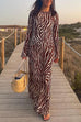 Camilladress Boat Neck Bell Sleeves Animal Print Maxi Dress