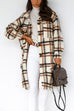 Camilladress Lapel Button Down Midi Plaid Outwear with Pockets