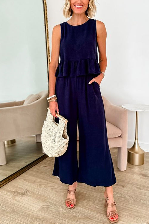 Camilladress Sleeveless Ruffle Top Wide Leg Pants Set