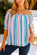 Camilladress Color Block Stripes Off Shoulder Frilled Top