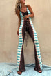 V Neck Lace-up Backless Bell Bottoms Tie Dye Cami Jumpsuit