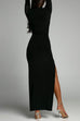 Camilladress Mockneck Long Sleeves High Slit Bodycon Maxi Dress