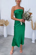 Camilladress Backless Tube Top Solid Satin Maxi Party Dress