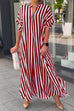 Camilladress Striped V Neck Side Split Oversized Maxi Shirt Dress