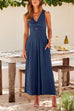 Camilladress Ruched V Neck Cut Out Sleeveless Wide Leg Jumpsuit