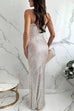 Camilladress Spaghetti Strap V Neck High Slit Sequin Maxi Party Dress