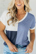 Camilladress V Neck Stripe Splice Color Block T-shirt