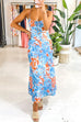 Camilladress Spaghetti Strap Twist Back Printed Maxi Vacation Dress