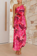 Camilladress One Shoulder Asymmetrical Pleated Floral Maxi Dress