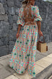 Camilladress Puff Sleeves Backless Lace-up Printed Maxi Vacation Dress