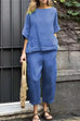 Camilladress Half Sleeves Casual Pullover Top Wide Leg Pants Set