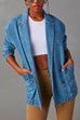 Camilladress Notch Lapel Button Front Pocketed Denim Blazer