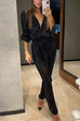 Camilladress Wrap V Neck Tie Waist Sequin Jumpsuit