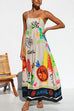 Camilladress Tie Back Cut Out Graffiti Print Flowy Maxi Cami Dress