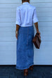 Camilladress High Rise Button Down Slit Denim Skirt