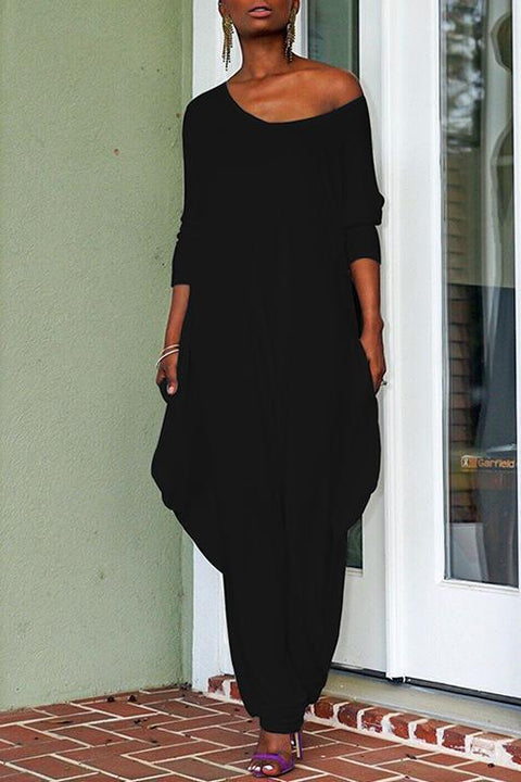 Camilladress Crewneck Long Sleeve Draped Jumpsuit