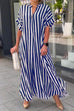 Camilladress Striped V Neck Side Split Oversized Maxi Shirt Dress