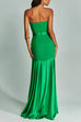 Camilladress Mesh V Neck Strapless Splice Flare Maxi Party Dress