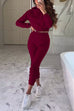 Camilladress Long Sleeves Hoodied Crop Sweatshirt Elastic Waist Joggers Loungewear Set